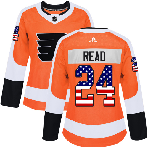 Adidas Flyers #24 Matt Read Orange Home Authentic USA Flag Women's Stitched NHL Jersey